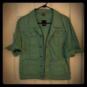 Adorable distressed short sleeve jacket